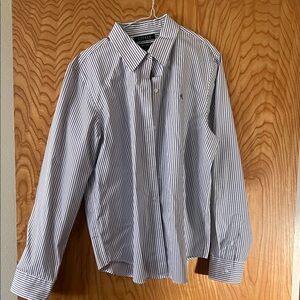 Ralph Lauren Navy and White Striped Dress Shirt